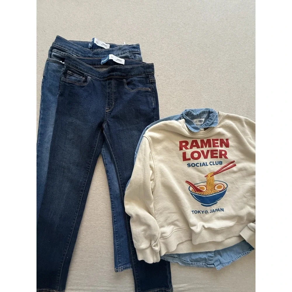 Old Navy Girls Size 10-12 Bundle 2 Jean Jeggin 1 Button Up And Sweater